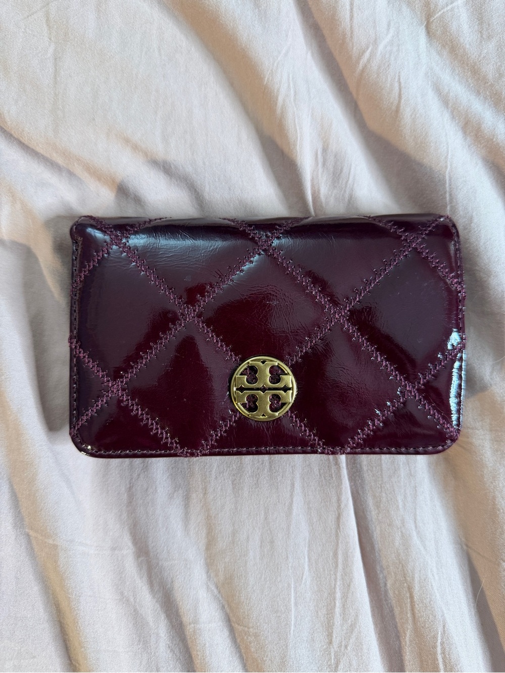 Tory Burch Willa Shine Medium Wallet – Fig Jam